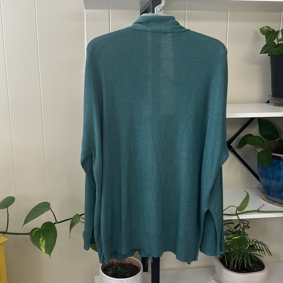 Eileen Fisher Teal Slouchy Open Cardigan Sweater Silk Organic Blend Cotton XS - Picture 6 of 10